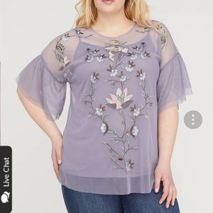 LANE BRYANT see through mesh blouse 26/28